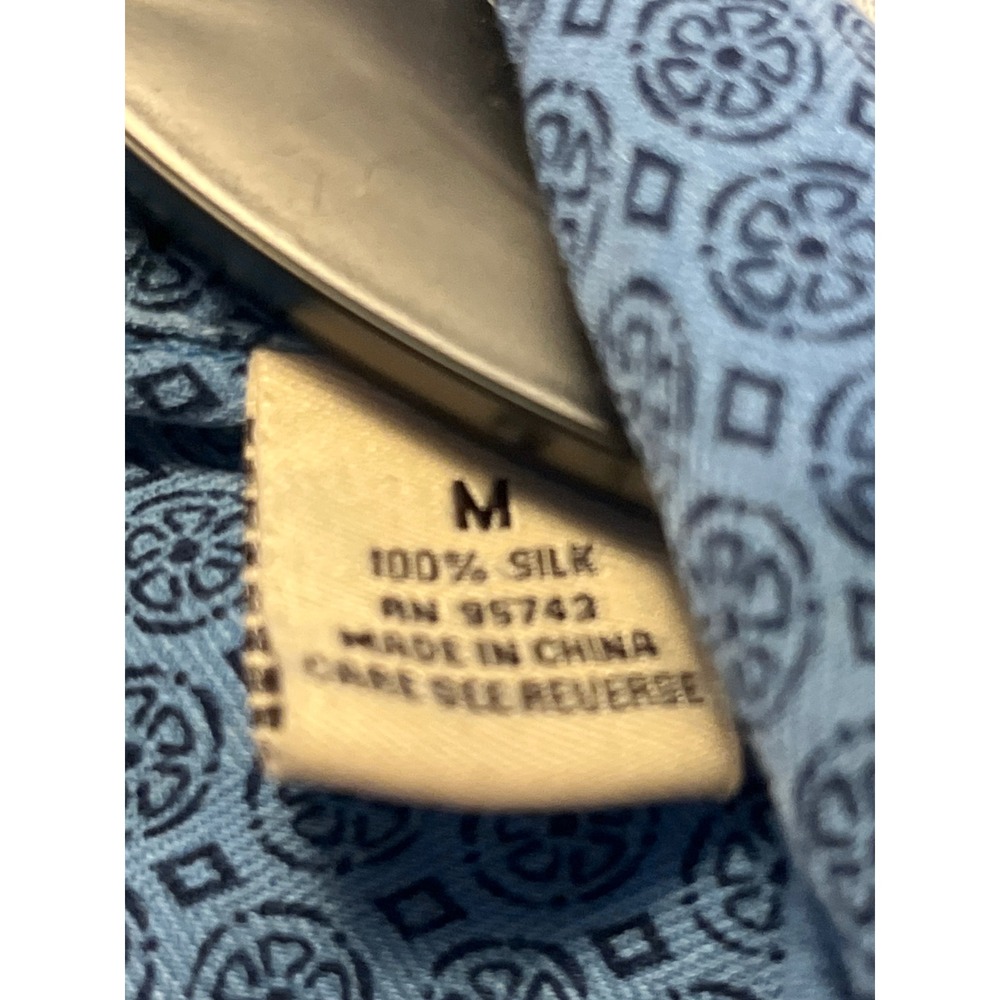 Vintage Silk Mens Short Sleeve Button Up Shirt Blue Geometric Print Size M - Picture 3 of 3